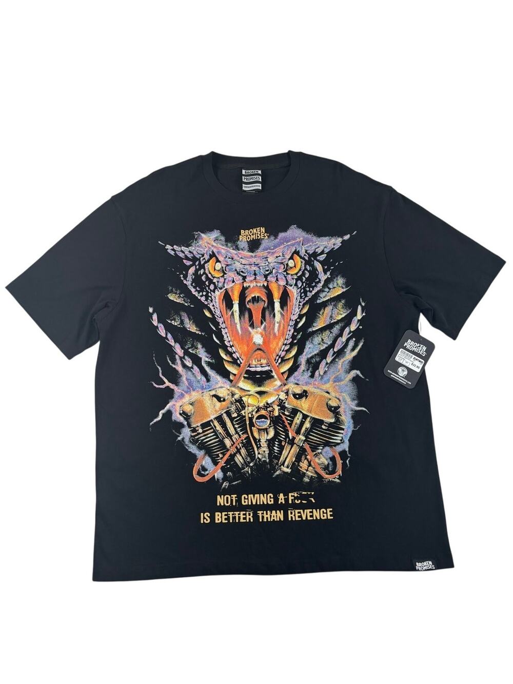 *NEW* Broken Promises Mens Split Tongue T-Shirt - Black Snake - Large